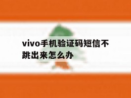 vivo手机验证码短信不跳出来怎么办