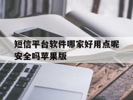 短信平台软件哪家好用点呢安全吗苹果版