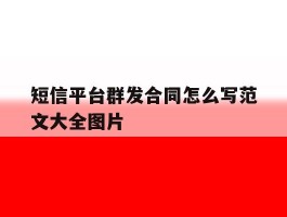 短信平台群发合同怎么写范文大全图片