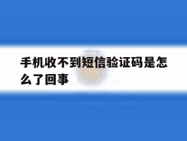 手机收不到短信验证码是怎么了回事