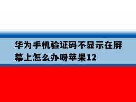 包含华为手机验证码不显示在屏幕上怎么办呀苹果12的词条