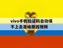vivo手机验证码自动填不上去是啥原因视频的简单介绍
