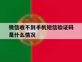 微信收不到手机短信验证码是什么情况