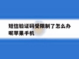 短信验证码受限制了怎么办呢苹果手机