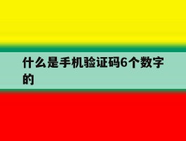 什么是手机验证码6个数字的