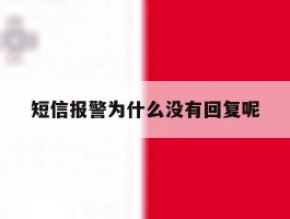 短信报警为什么没有回复呢