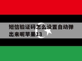 短信验证码怎么设置自动弹出来呢苹果13