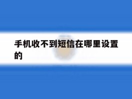 手机收不到短信在哪里设置的