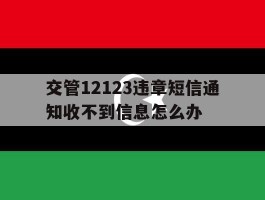 交管12123违章短信通知收不到信息怎么办