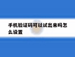 手机验证码可以试出来吗怎么设置