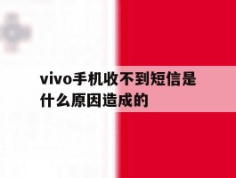 vivo手机收不到短信是什么原因造成的