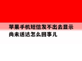 苹果手机短信发不出去显示尚未送达怎么回事儿