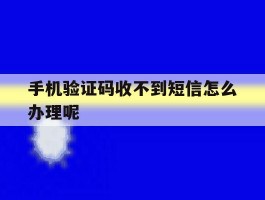 手机验证码收不到短信怎么办理呢