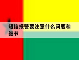 短信报警要注意什么问题和细节