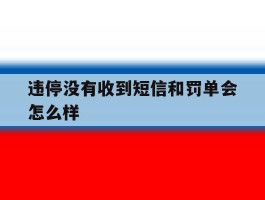 违停没有收到短信和罚单会怎么样