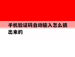 手机验证码自动输入怎么搞出来的