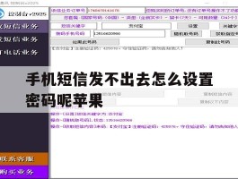 手机短信发不出去怎么设置密码呢苹果