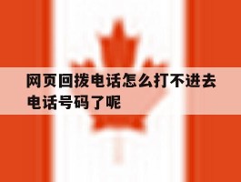 关于网页回拨电话怎么打不进去电话号码了呢的信息