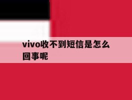 vivo收不到短信是怎么回事呢