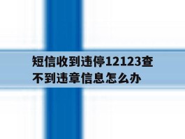 短信收到违停12123查不到违章信息怎么办