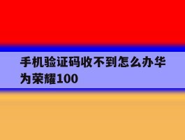 手机验证码收不到怎么办华为荣耀100