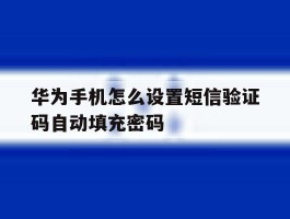 华为手机怎么设置短信验证码自动填充密码
