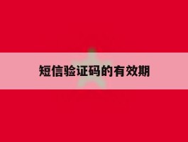 短信验证码的有效期