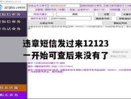 违章短信发过来12123一开始可查后来没有了