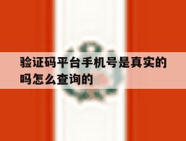 验证码平台手机号是真实的吗怎么查询的
