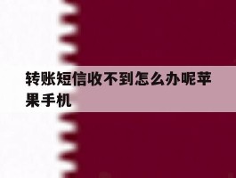 转账短信收不到怎么办呢苹果手机