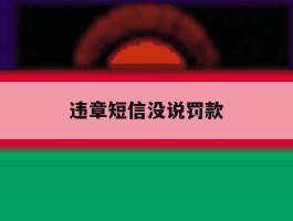 违章短信没说罚款