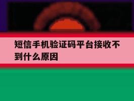短信手机验证码平台接收不到什么原因
