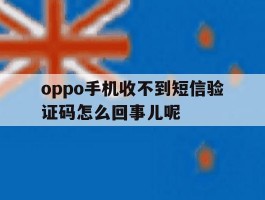 oppo手机收不到短信验证码怎么回事儿呢