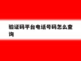 验证码平台电话号码怎么查询