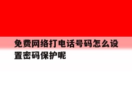 免费网络打电话号码怎么设置密码保护呢