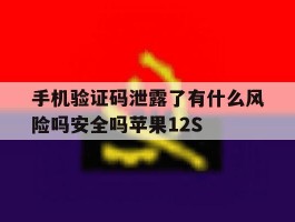 手机验证码泄露了有什么风险吗安全吗苹果12S的简单介绍