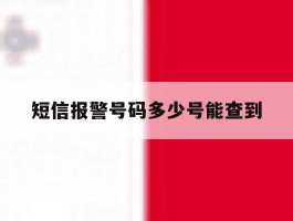 短信报警号码多少号能查到