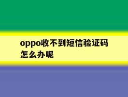 oppo收不到短信验证码怎么办呢