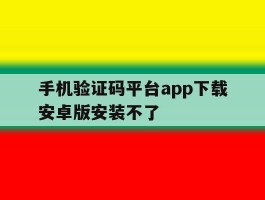 手机验证码平台app下载安卓版安装不了