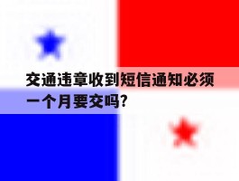 关于交通违章收到短信通知必须一个月要交吗?的信息