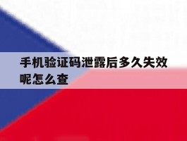 手机验证码泄露后多久失效呢怎么查