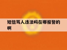 短信骂人违法吗在哪报警的啊