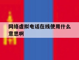 网络虚拟电话在线使用什么意思啊