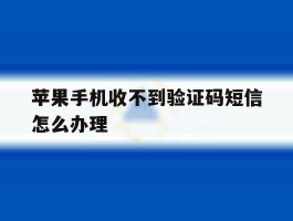 苹果手机收不到验证码短信怎么办理