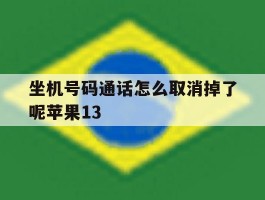 坐机号码通话怎么取消掉了呢苹果13