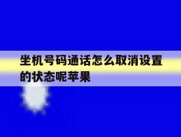 坐机号码通话怎么取消设置的状态呢苹果