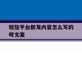 短信平台群发内容怎么写的呀文案