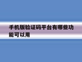 手机版验证码平台有哪些功能可以用
