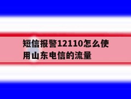 短信报警12110怎么使用山东电信的流量