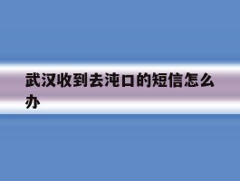 武汉收到去沌口的短信怎么办
